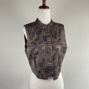 Vintage Womens S Vest Top Paisley Preppy Old Money Steampunk Whimsigoth Cropped